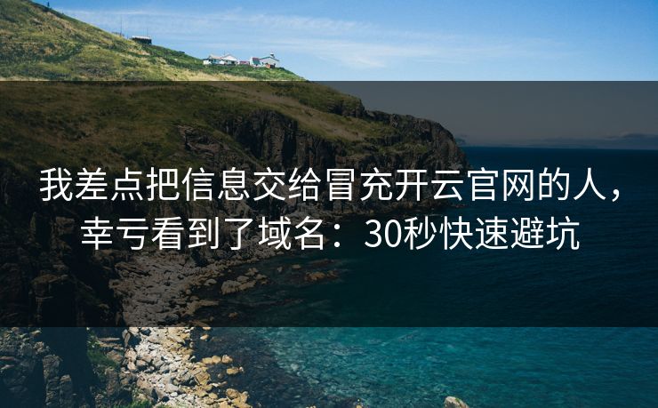 我差点把信息交给冒充开云官网的人，幸亏看到了域名：30秒快速避坑